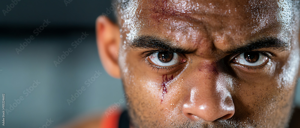Poster intense focus and resilience a close-up on the determination of a fighter in action