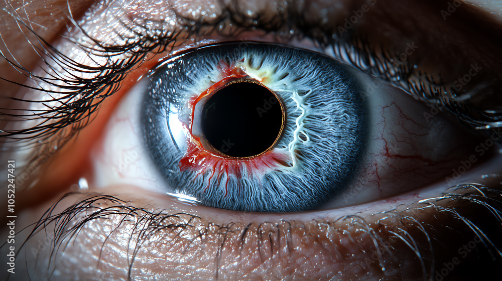 Poster exploring the intricacies of the human eye a close-up of the iris with unique patterns and colors