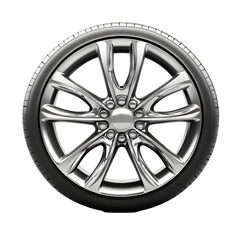Obraz premium Black car wheel isolated on white background