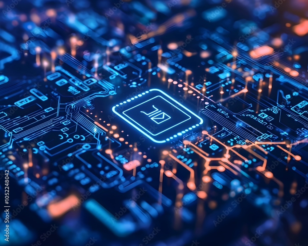 Poster ai driven loyalty program concept with futuristic circuit board design