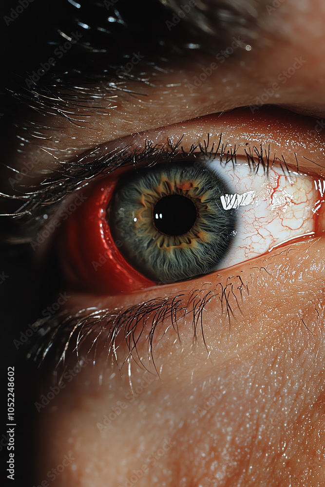 Poster a close-up view of a unique eye with distinctive features and coloration highlighting the intricacie