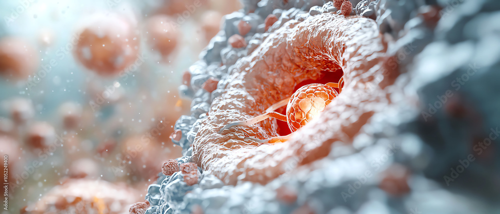 Poster microscopic view of cellular activity understanding the intricacies of life at the molecular level