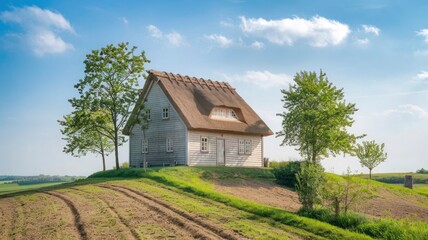 Obraz premium A house with a roof that says the house .