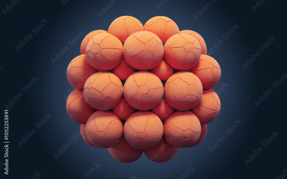 Aufkleber orange sphere pattern. abstract textured spheres form a cohesive whole, symbolizing unity and connec