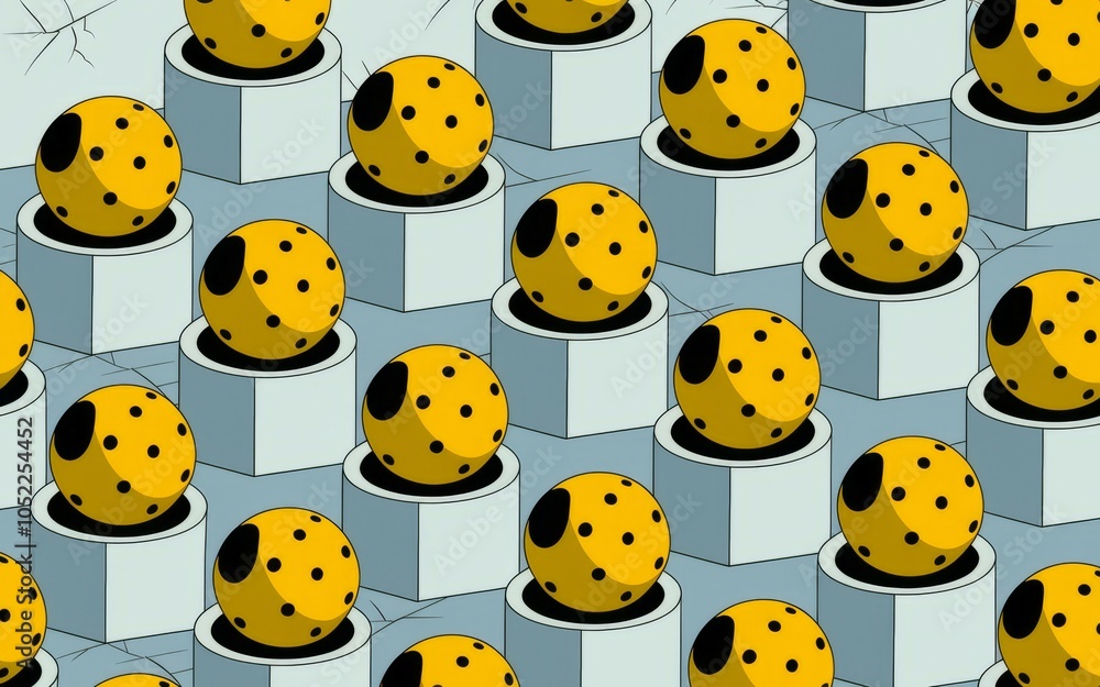 Aufkleber yellow sphere pattern design. abstract geometric background featuring repeating yellow spheres, conv