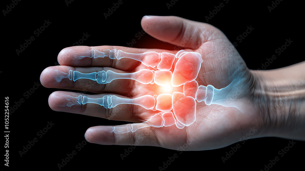 Poster exploring the intricacies of the human hand a glimpse into anatomy and health with a focus on skelet