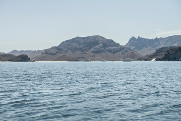 Rocky mountain formations on ESPIRITU SANTO island, on the Baja California peninsula, Baja California Sur state, Sea of Cortes, MEXICO. Nature of The Baja