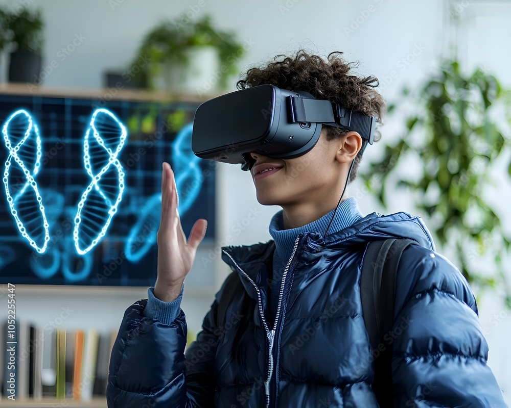 Poster students exploring genetic engineering concepts through virtual reality in classroom