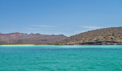 Rocky mountain formations on ESPIRITU SANTO island, on the Baja California peninsula, Baja California Sur state, Sea of ​​Cortes, MEXICO. Nature of The Baja