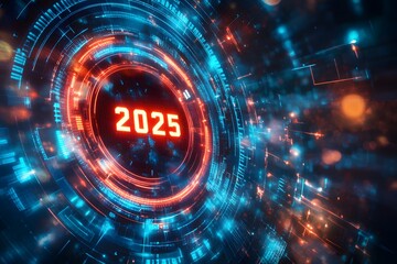 Obraz premium Futuristic Digital Countdown to 2025