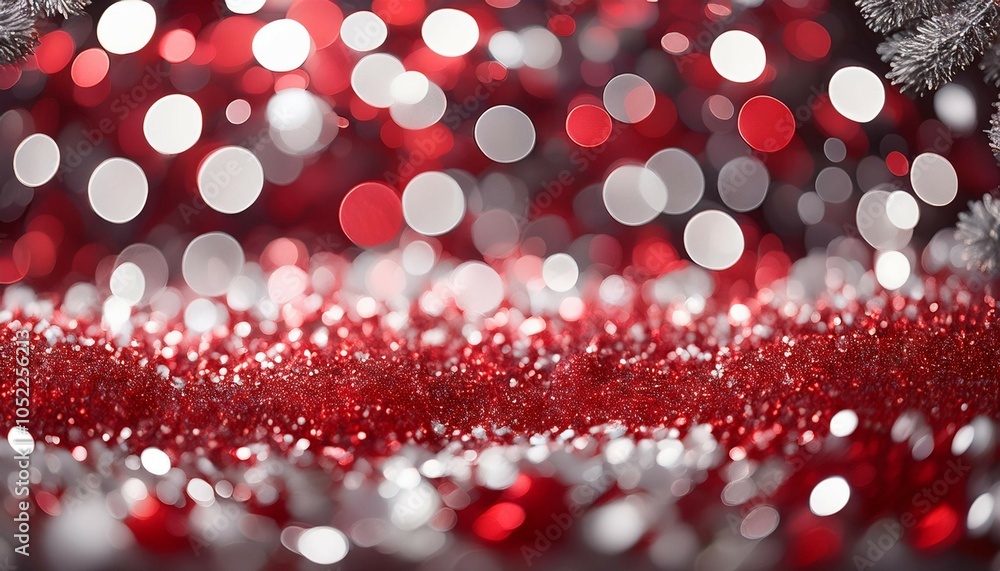 Poster a dazzling display of red and white bokeh glitter creating a vibrant and festive atmosphere suitable