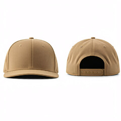 blank tan baseball cap mockup front and back view