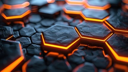 Fototapeta premium A series of concentric hexagons with a glowing, neon-like effect