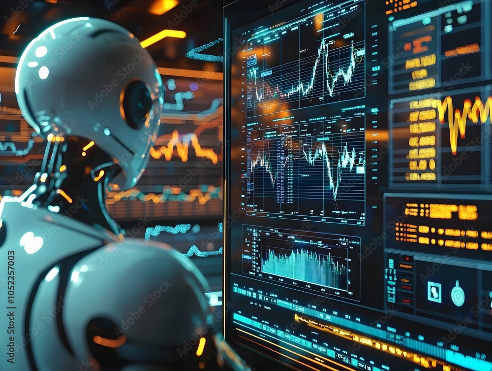 Poster ai driven trading platform analyzing real time market data for algorithmic investments