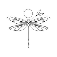 Minimalist dragonfly line art. Perfect for tattoos, wall art, and graphic design projects.