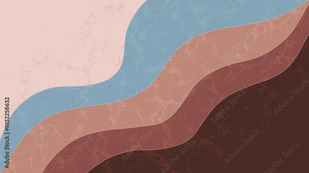 Aufkleber Abstract wave background. Serene earth tones create a calming visual; flowing lines suggest natural movement and tranquility.