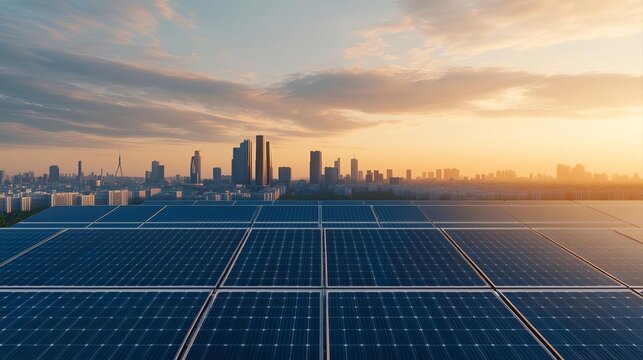 A futuristic city dependent on solar energy, but engulfed in smog and clouds, struggling with power shortages,  solar energy problem, urban energy crisis