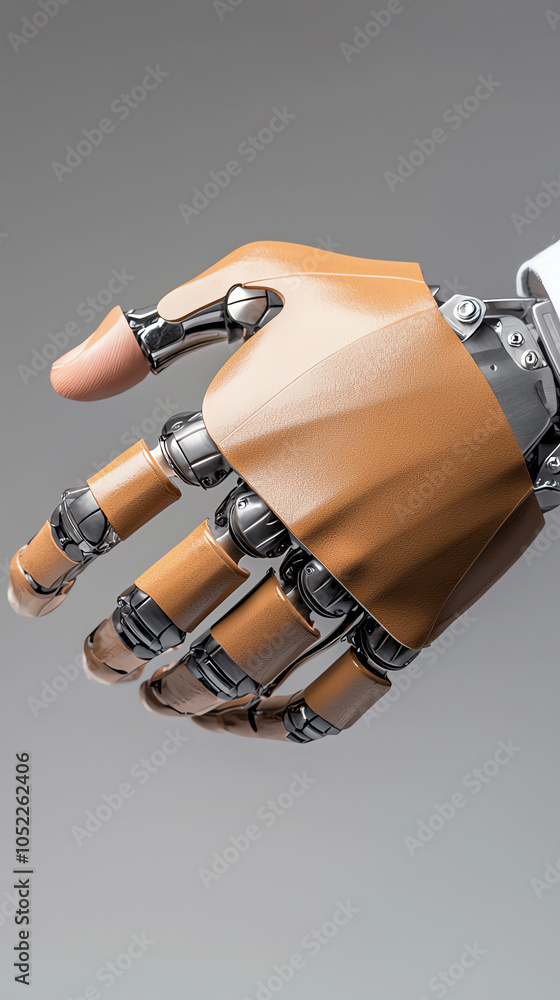 Poster the intricate design of a robotic hand a fusion of technology and human-like functionality