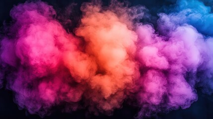 Fototapeta premium Abstract Smoke Clouds in Pink Orange and Blue on Black Background