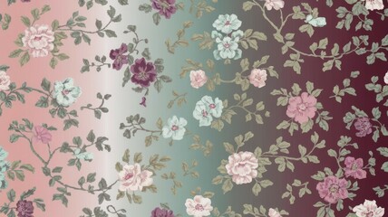 Floral gradient pattern design. Elegant floral textile design featuring a soft color gradient transition.  Symbolizes growth and peaceful transition.