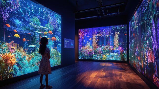A children&rsquo;s playroom with interactive walls displaying customizable educational games and learning tools. Smart projectors offer virtual landscapes for immersive experiences, turning the room 