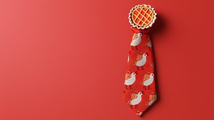 Obraz premium Whimsical turkey and pie designs on tie, perfect for a fun Thanksgiving celebration