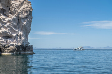 Rocky mountain formations on ESPIRITU SANTO island, on the Baja California peninsula, Baja California Sur state, Sea of ​​Cortes, MEXICO. Nature of The Baja