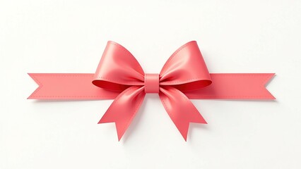 Pink or red satin bow on white background. Generative AI