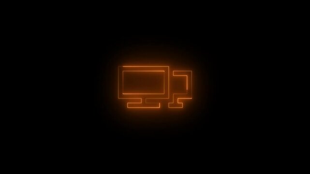 Neon plap icon glowing black background animation