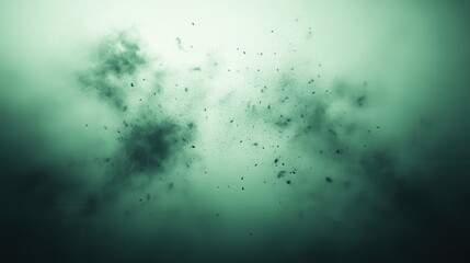 A cloud of green dust bursts into the air, creating an atmospheric effect in a mysterious, dimly lit space during a dramatic moment