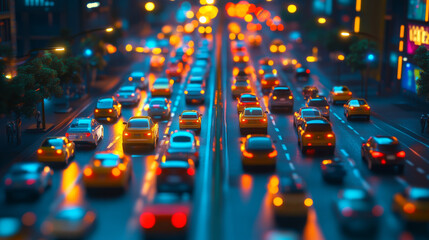 Fototapeta premium Vibrant City Traffic at Night