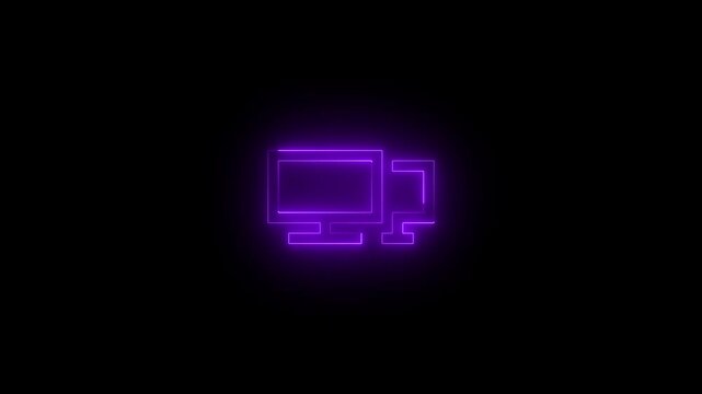 Neon plap icon glowing black background animation