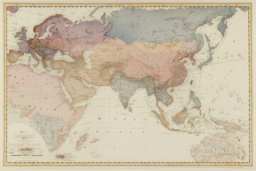 Vintage Artistic Map with Colorful Borders