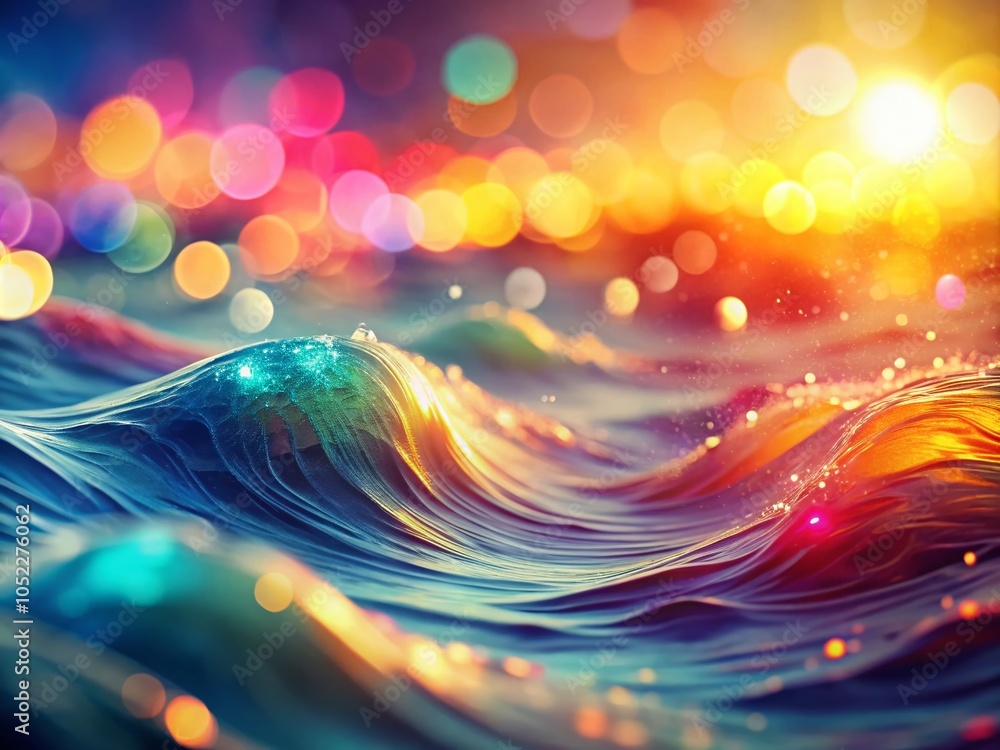 Poster abstract colorful waves with bokeh - vibrant fluid patterns for modern art and design projects
