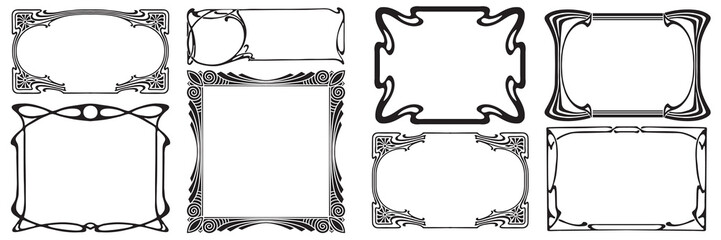 Frames with style Art Nouveau ornament vector set.