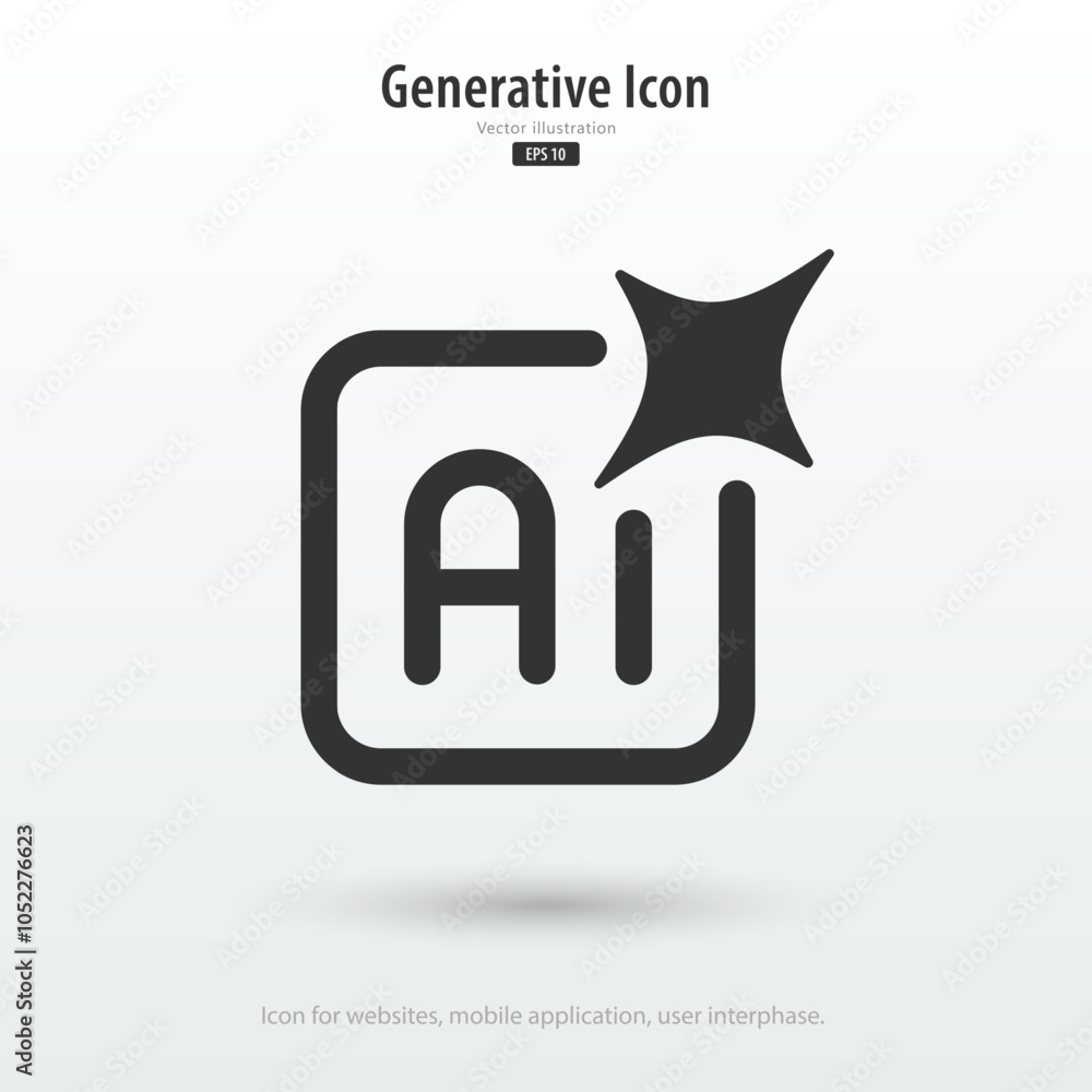 Poster Generate AI icon. LLM Artificial intelligence technology and Machine learning. Generate symbol. Icon element for application and web. Vector illustration.