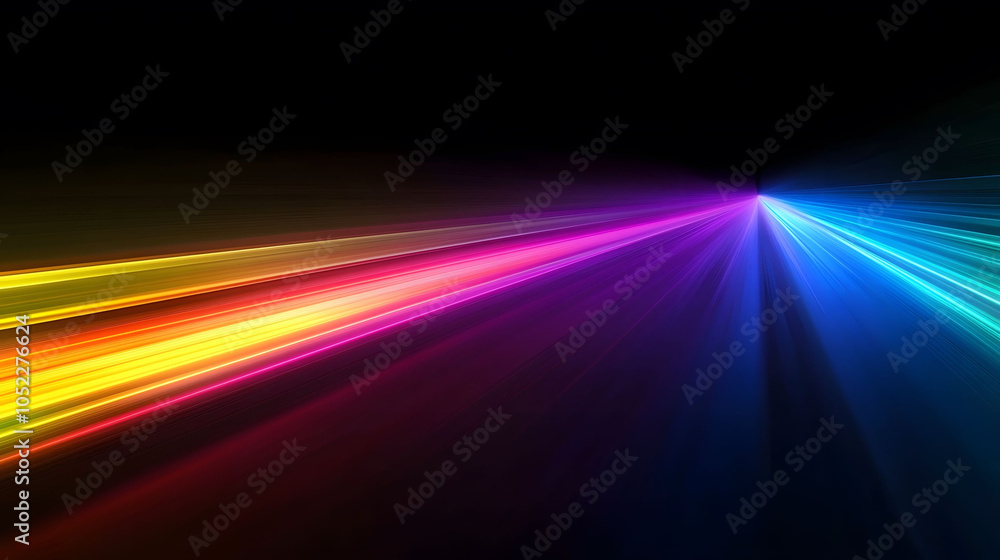 Poster a vibrant night scene featuring a glowing car racing down a colorful road, with abstract patterns an
