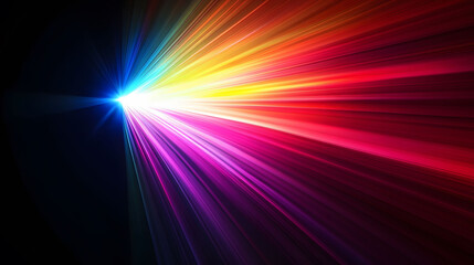 Fototapeta premium A vibrant night scene featuring a glowing car racing down a colorful road, with abstract patterns and flashes of light creating a dynamic sense of speed and motion