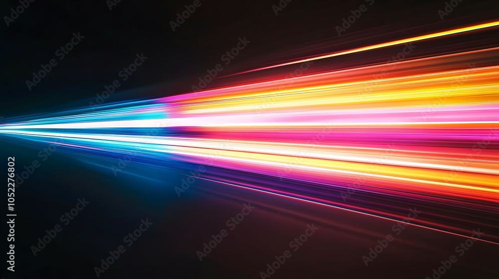Poster a vibrant night scene featuring a glowing car racing down a colorful road, with abstract patterns an