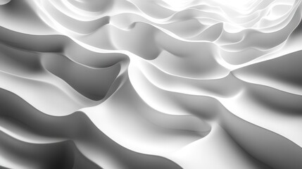 Fototapeta premium Abstract White Wavy Surface with Shadows and Highlights