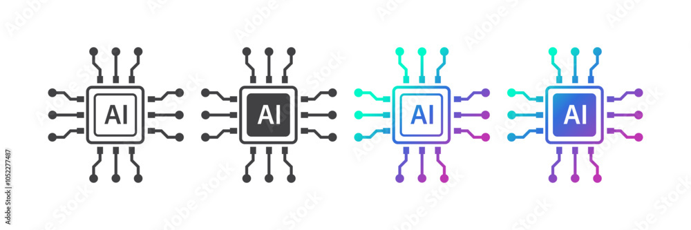 Poster  AI chips digital technology on a white background. AI computer processor Digital technology artificial intelligence concept design. Icon element for application and web. Vector illustration.