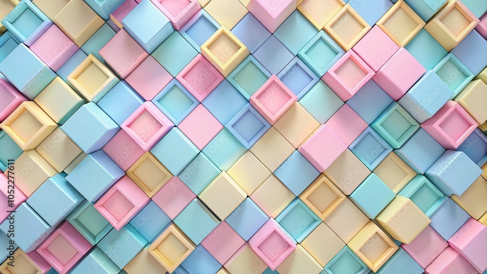 Poster abstract geometric pattern of pastel squares in high dynamic range for modern design and home decor