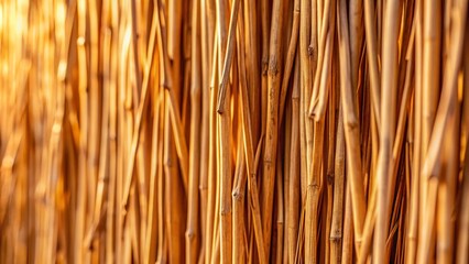 Abstract Natural Wallpaper with Dry Reed Textured Curtain for Interior Design Inspiration