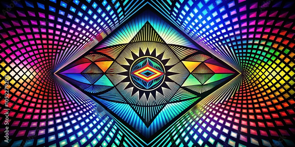 Poster abstract optical illusion logo design with impossible shapes and geometric patterns for creative pro