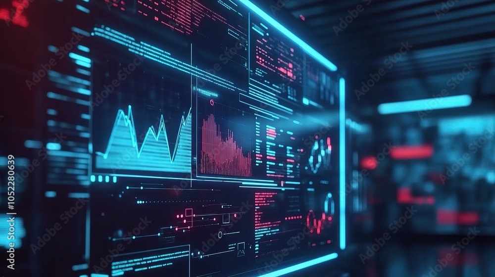 Poster futuristic data visualization and analytics interface