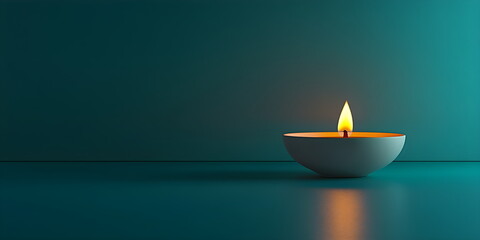 Traditional indian burning lamp and orange flowers. Ethnic decorations for Indian festival of lights Diwali and Pongal. Ugadi, Gudi Padwa. Hindu New Year. Religion concept with copy space