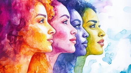 Obraz premium Diverse Women in Watercolor Representation