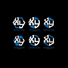 XY minimalist and classic logo set design. XY monogram polygonal and circle shape vector. XY unique design.