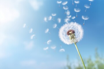 Obraz premium Dandelion floating in the air outdoors flower plant.