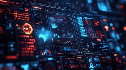Futuristic Digital Interface with Data Visualization